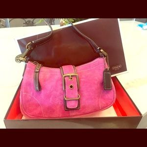 Vintage Pink Suede Coach Purse